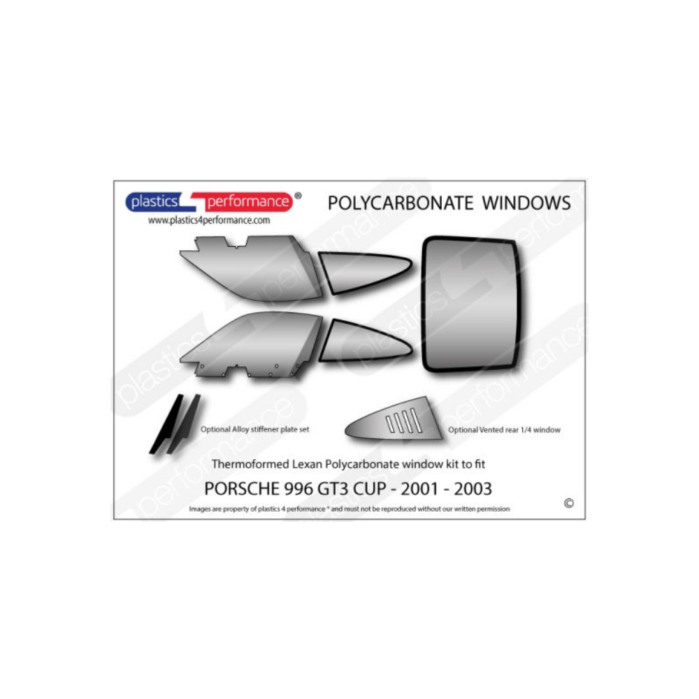 Porsche 996 GT3 Cup - Lexan Polycarbonate window kit