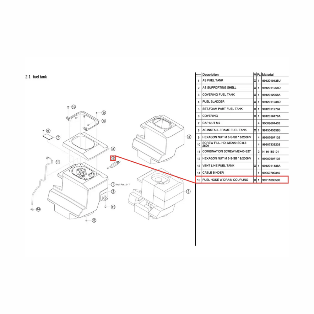 Fuel Hose w/ Drain Coupling 99711035590