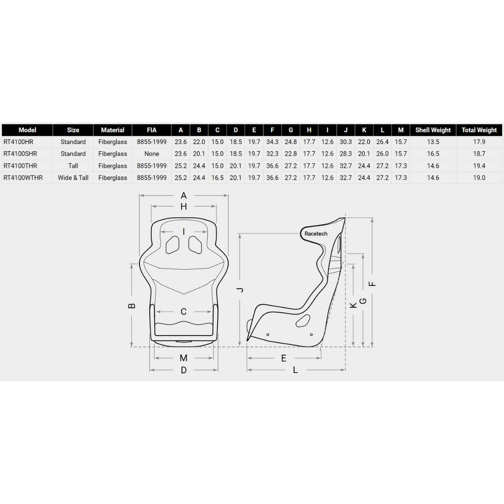 Racetech RT4100HR Racing Seat