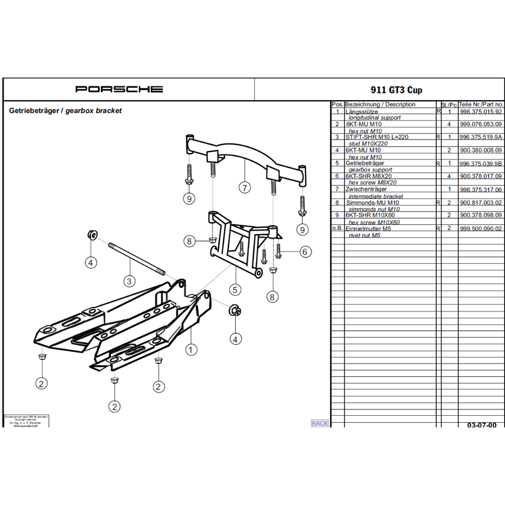 Transmission Mount for Porsche 996 / 997 Cup