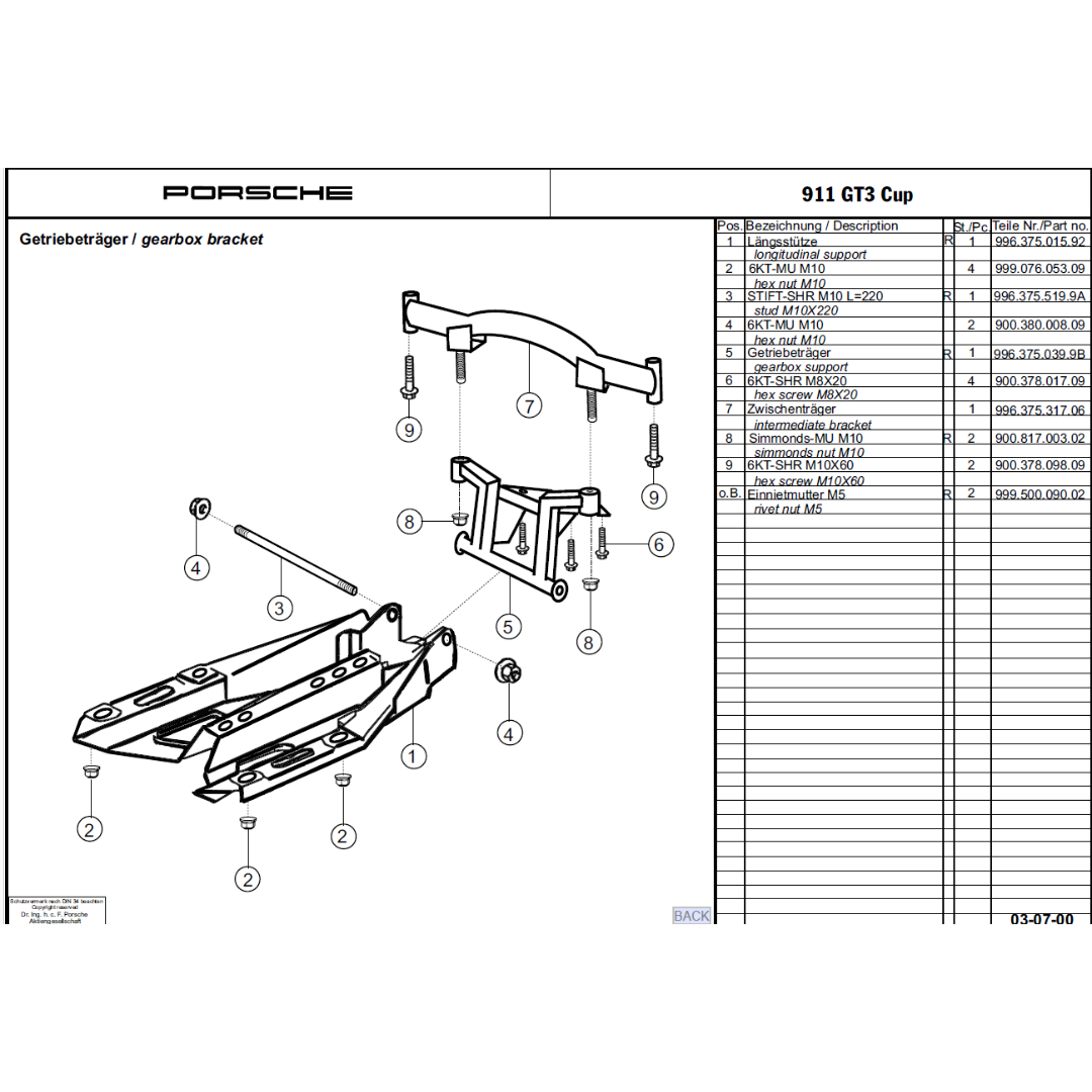 Transmission Mount for Porsche 996 / 997 Cup
